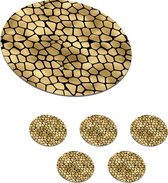 Onderzetters voor glazen - Goud print - Luxe design - Onderzetters goud - Rond - 10x10 cm - 6 stuks