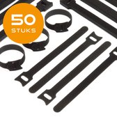 Kabelbinders klittenband - kabel organiser - velcro tie wraps - 50 stuks - zwart