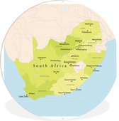 WallCircle - Wandcirkel ⌀ 30 - Illustratie van een groene kaart van Zuid-Afrika - Ronde schilderijen woonkamer - Wandbord rond - Muurdecoratie cirkel - Kamer decoratie binnen - Wanddecoratie muurcirkel - Woonaccessoires