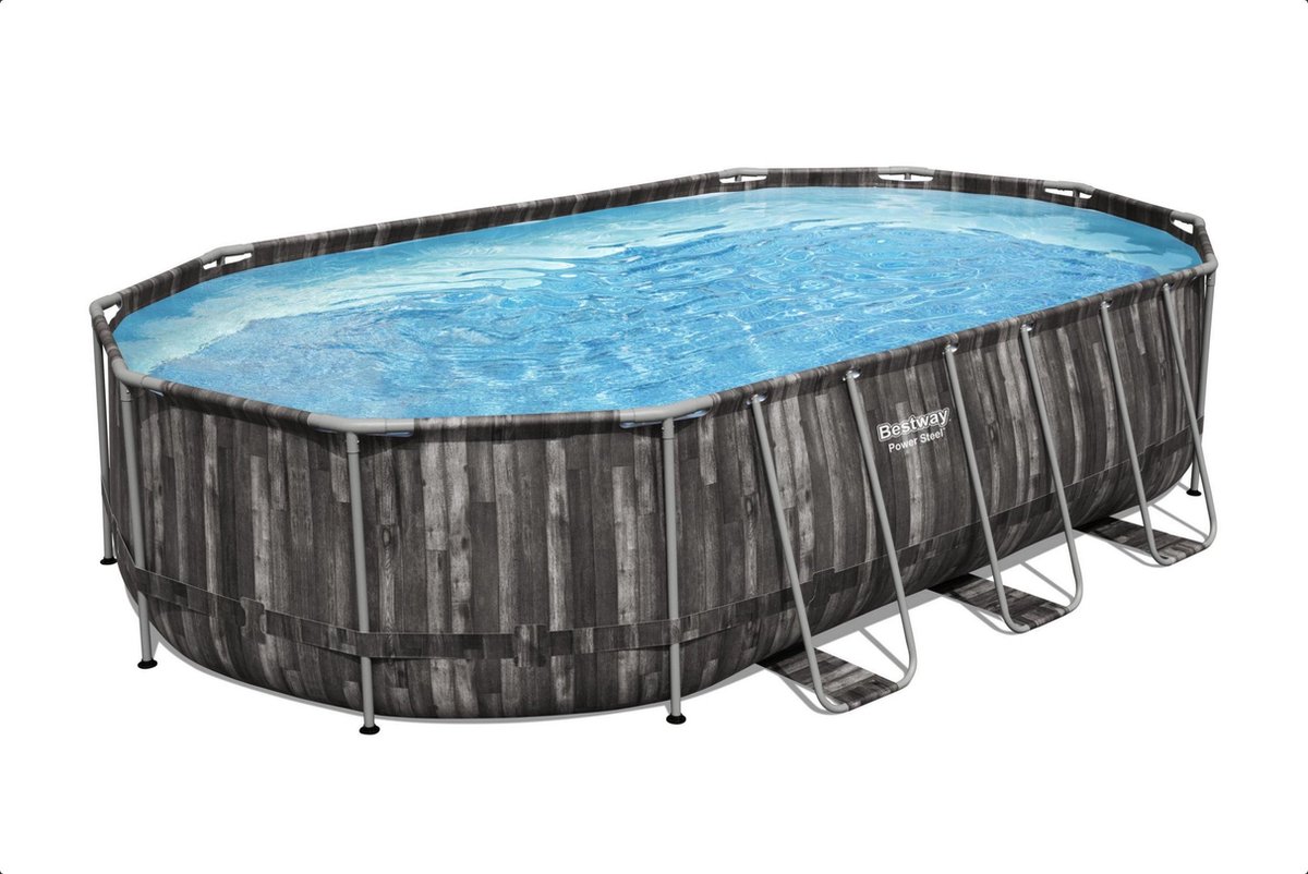 Bestway - Power Steel - Opzetzwembad inclusief filterpomp en accessoires - 610x366x122 cm - Rechthoekig
