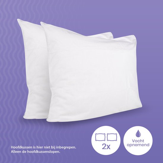 Cillows - Taies d' Taies d'oreiller Molton avec fermeture éclair - 2x Protège oreiller 80x80 cm - Wit