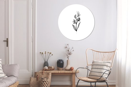 WallCircle - Wandcirkel ⌀ 90 - Line art - Abstract - Bloemen - Ronde schilderijen woonkamer - Wandbord rond - Muurdecoratie cirkel - Kamer decoratie binnen - Wanddecoratie muurcirkel - Woonaccessoires