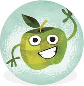 WallCircle - Wandcirkel ⌀ 150 - Kinderillustratie blije appel - Ronde schilderijen woonkamer - Wandbord rond - Muurdecoratie cirkel - Kamer decoratie binnen - Wanddecoratie muurcirkel - Woonaccessoires