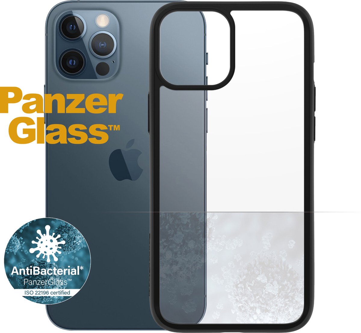 PanzerGlass Hardcase Anti-Bacterial geschikt voor Apple iPhone 12 Pro Max - Zwart