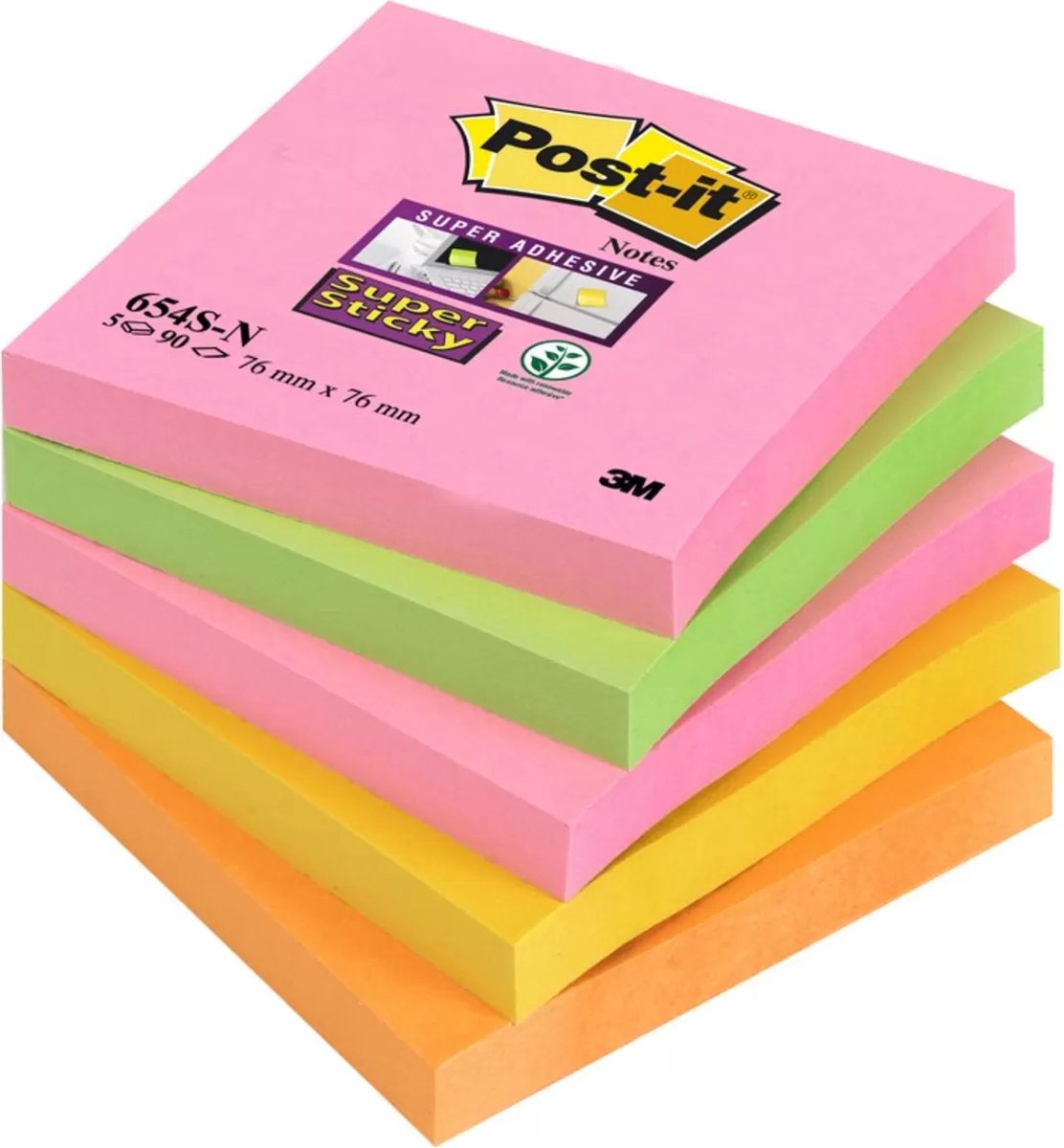 Post-it Super Sticky notes Rio - 76X76mm - 90 vel - 6 blokjes