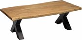 Boomstam salontafel massief Acacia - X-poot zwart staal - 130 x 70 cm - Bladdikte 3,7 cm