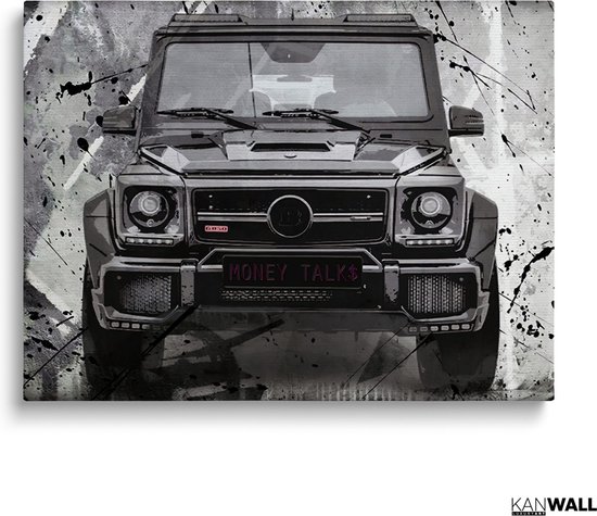Jeep de peinture sur toile de Luxe | 40 x 60 | Salle de séjour | Chambre à coucher | Bureau | Musique | Design | Art | Moderne | ** 4 CM D'ÉPAISSEUR ! EFFET 3D**