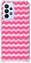 Foto hoesje Geschikt voor Samsung Galaxy A23 Smartphone hoesje met doorzichtige rand Waves Pink
