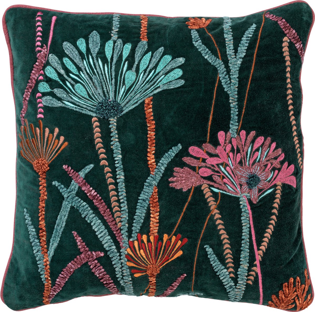 Hoii YVETTE | sierkussen 45x45 cm | Mountain View | groen | multicolor | Hoii | met duurzame kussenvulling Donkergroen