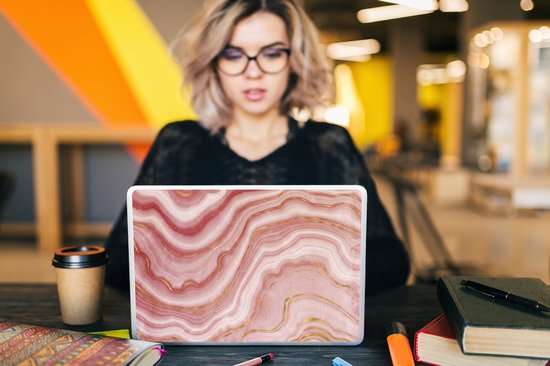 Sticker pour ordinateur portable - 11,6 pouces - Agate - Rose - Pierres - Cristal - 30x21cm - Autocollants pour ordinateur portable - Skin pour ordinateur portable - Housse