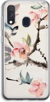 Case Company® - Hoesje geschikt voor Samsung Galaxy A40 hoesje - Japanse bloemen - Soft Cover Telefoonhoesje - Bescherming aan alle Kanten en Schermrand