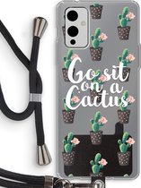 Case Company® - Hoesje met koord geschikt voor OnePlus 9 hoesje met Koord - Cactus quote - Telefoonhoesje met Zwart Koord - Bescherming aan alle Kanten en Over de Schermrand