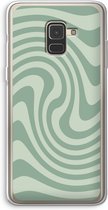 Case Company® - Hoesje geschikt voor Samsung Galaxy A8 (2018) hoesje - Swirl Groen - Soft Cover Telefoonhoesje - Bescherming aan alle Kanten en Schermrand