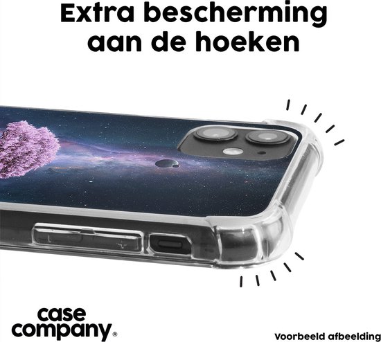 Telefoonhoesje met roze boom in de ruimte, extra bescherming aan de hoeken.