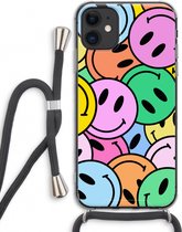 Case Company® - Coque iPhone 11 avec cordon - Smiley N°1 - Coque pour téléphone avec cordon Zwart - Protection Extra sur tous les côtés et sur le bord de l'écran