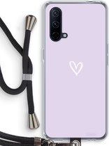 Case Company® - Hoesje met koord geschikt voor OnePlus Nord CE 5G hoesje met Koord - Klein hartje paars - Telefoonhoesje met Zwart Koord - Bescherming aan alle Kanten en Over de Schermrand