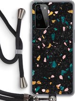 Case Company® - Hoesje met koord geschikt voor OnePlus 9 Pro hoesje met Koord - Terrazzo N°10 - Telefoonhoesje met Zwart Koord - Bescherming aan alle Kanten en Over de Schermrand