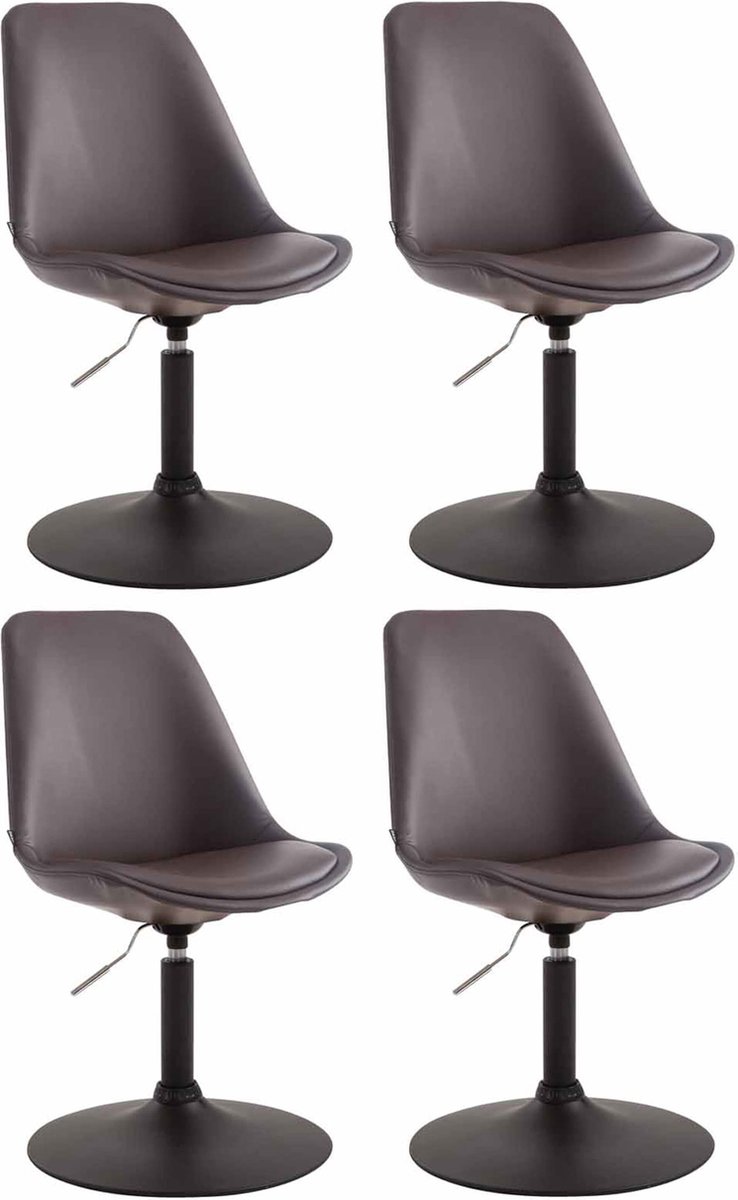 Clp Maverick Set van 4 Eetkamerstoelen Kunstleer bruin zwart