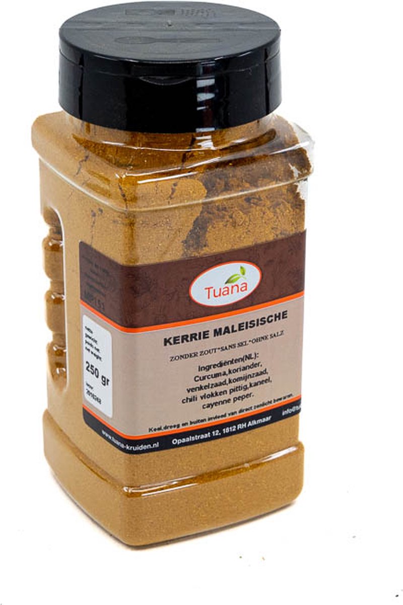 Goedkoopste Tuana Kruiden - Kerrie Maleisisch - Strooibus 150 Gram - Kruiden Zonder Zout - MP-K-0025