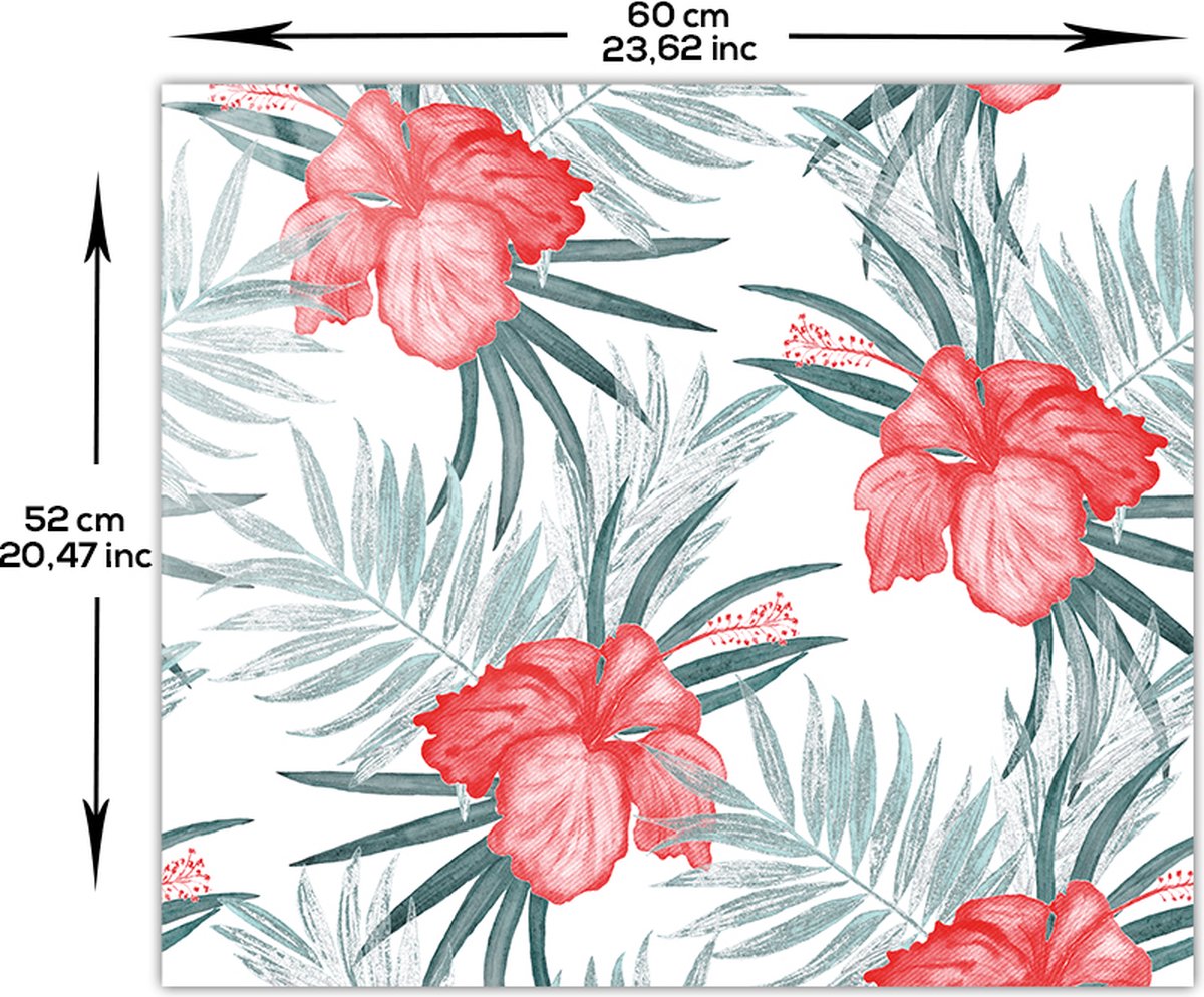 Exotisch Patroon Tempered Glazen Spatbescherming Voor Achter de Kookplaat 52cm x 60cm
