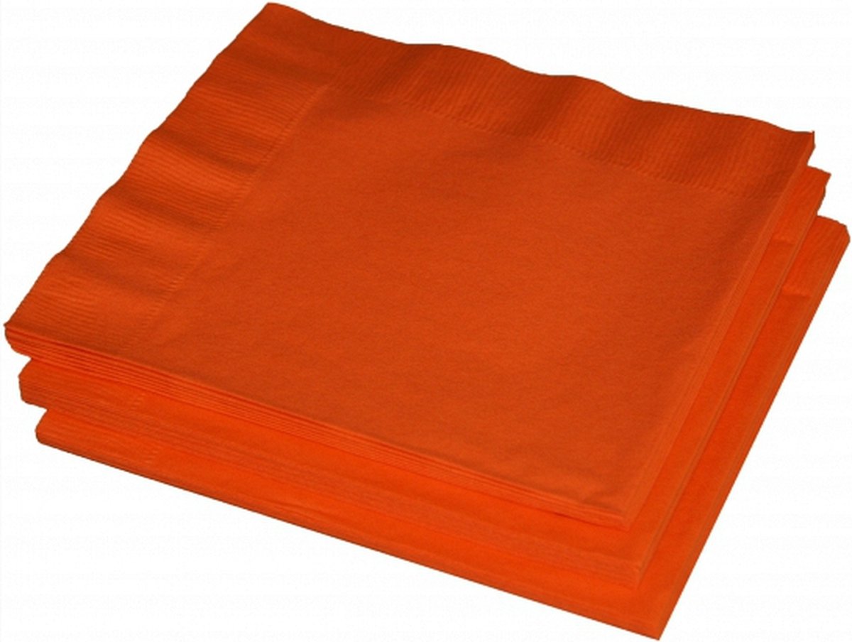40x Serviettes à Thème Couleur Orange 33 X 33 Cm - Décorations De Table Jetables En