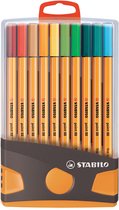 Fineliner STABILO point 88 ColorParade antraciet/oranje etui à 20 kleuren - 10 stuks