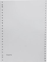 Pergamy tabbladen, ft A4, 23-gaatsperforatie, grijze PP, set 1-52 12 stuks