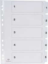Pergamy tabbladen met indexblad, ft A4, 11-gaatsperforatie, karton, set 1-5 50 stuks