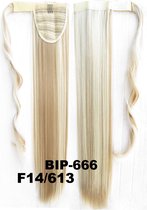 Wrap Around paardenstaart, ponytail hairextensions straight blond - F14/613