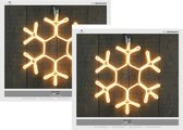 Set van 2x stuks verlichte figuren kerstverlichting neon LED sneeuwvlok 51 cm - Kerstverlichting figuren voor aan de muur