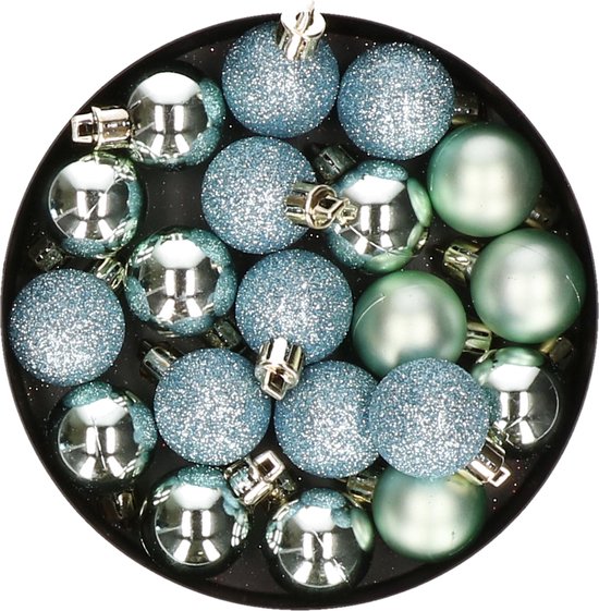 20x stuks kleine kunststof kerstballen mint groen - Mat/glans/glitter -  Onbreekbare... | bol.com