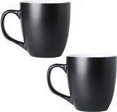10x Gobelet / mug noir 440 ml - Céramique - Tasses / tasses noires pour le petit déjeuner et le déjeuner