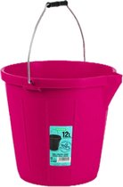 Stevige kunststof huishoud emmer met schenktuit fuchsia roze 12 liter - Schoonmaak emmers