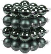 36x Boules de Noël en verre vert émeraude 6 cm - mat / brillant - Décorations pour sapin de Noël vert émeraude