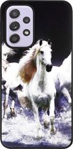 ADEL Siliconen Back Cover Softcase Hoesje Geschikt voor Samsung Galaxy A33 - Paarden Wit
