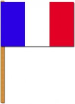Luxe zwaaivlag Frankrijk - 30 x 45 cm - op stok - landen versiering
