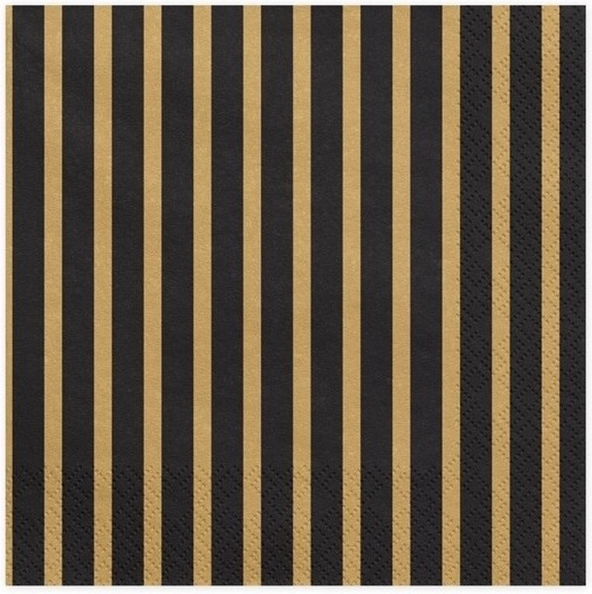 Servetten - 20x - zwart/goud - 33 cm - papier - feestservetten - lunch servetten - streep