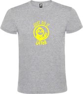 Grijs T shirt met print van " Just Do It Later " print Neon Geel size M
