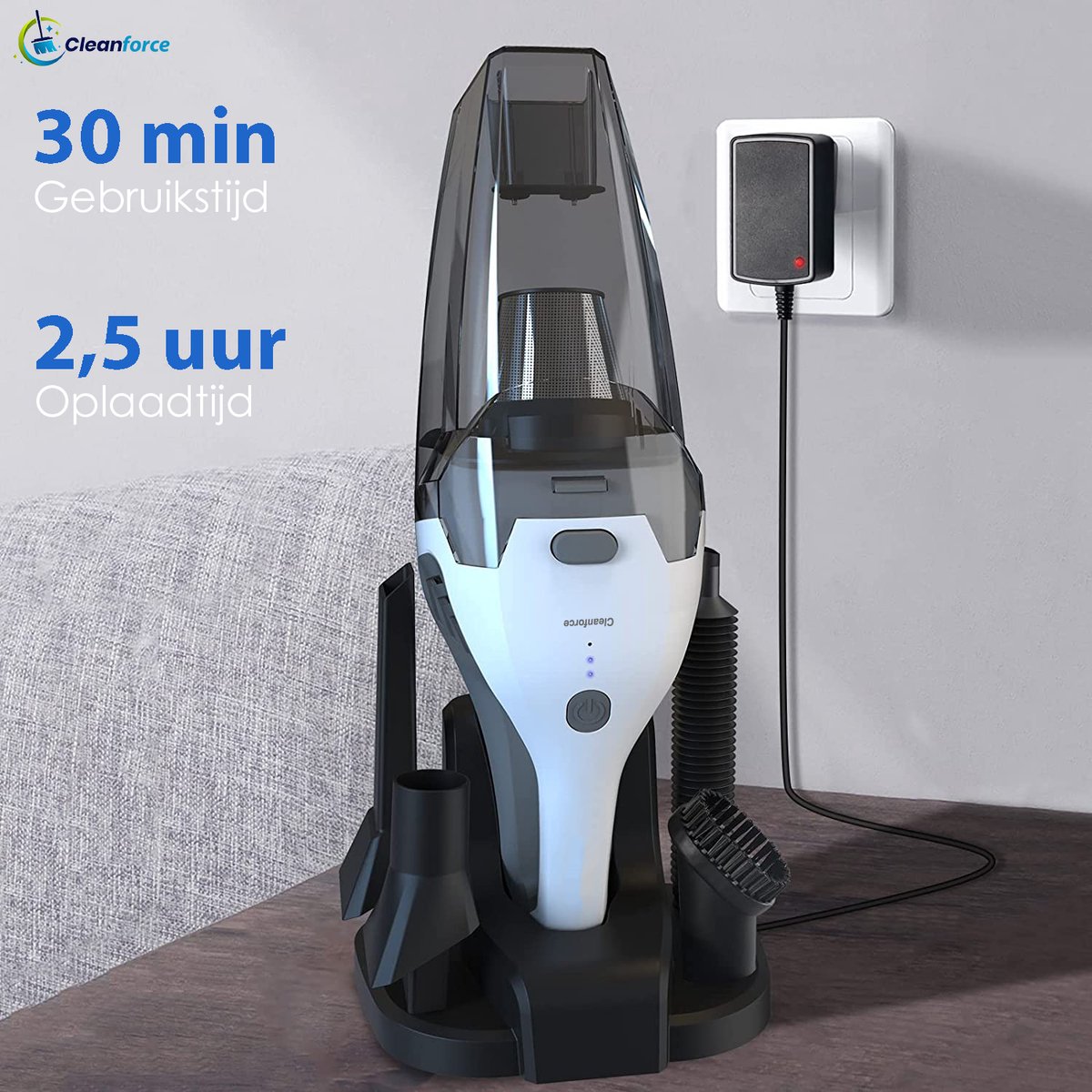 Cleanforce Kruimelzuiger snoerloos met extreme zuigkracht - Nat & Droog