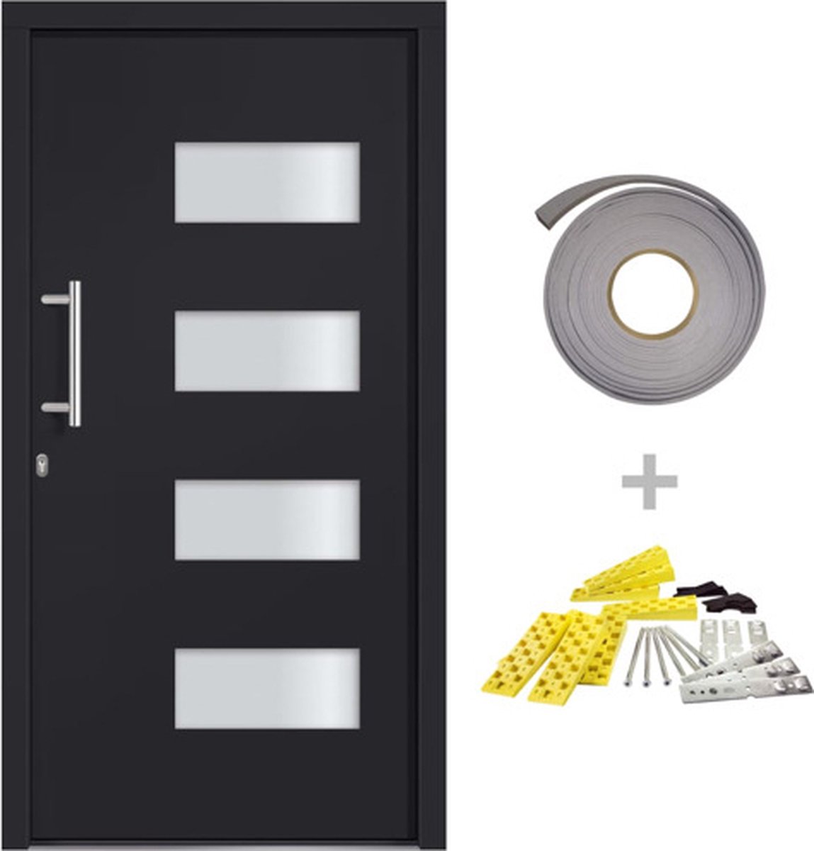vidaXL - Voordeur - 100x200 - cm - aluminium - en - PVC - antraciet