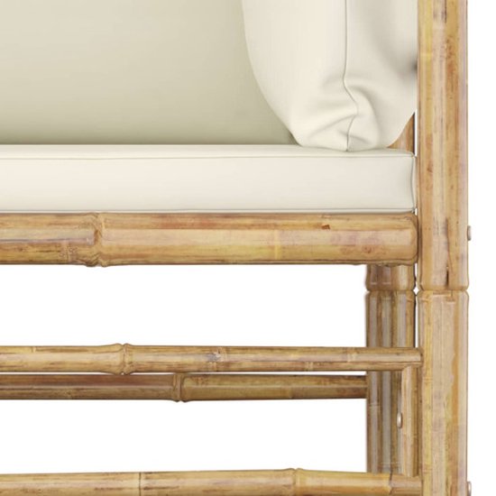 vidaXL - 6-delige - Loungeset - met - crèmewitte - kussens - bamboe