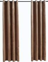 vidaXL - Gordijn - verduisterend - met - ringen - 2 - st - 140x245 - cm - fluweel - beige