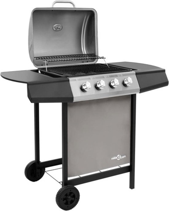 vidaXL Gasbarbecue met 4 branders zwart en zilverkleurig van VidaXL — afbeelding 5