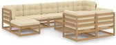 vidaXL - 10-delige - Loungeset - met - kussens - massief - grenenhout - honingbruin