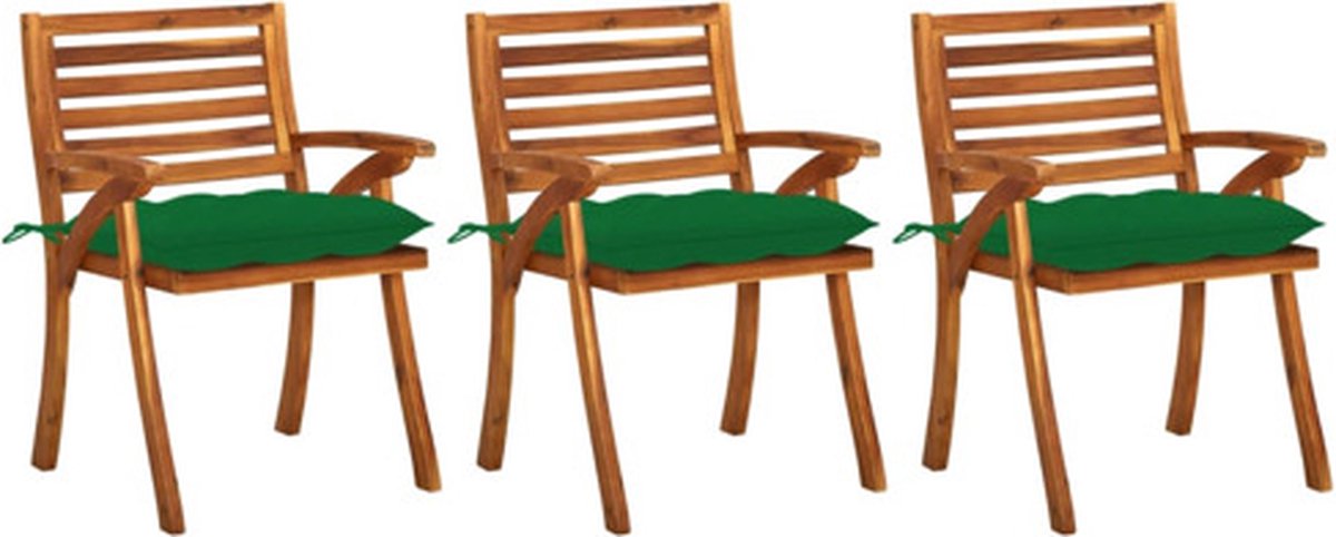 vidaXL - Tuinstoelen - 3 - st - met - kussens - massief - acaciahout
