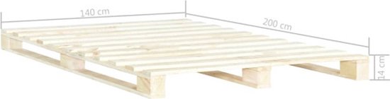vidaXL-Bedframe-pallet-massief-grenenhout-140x200-cm - vidaXL