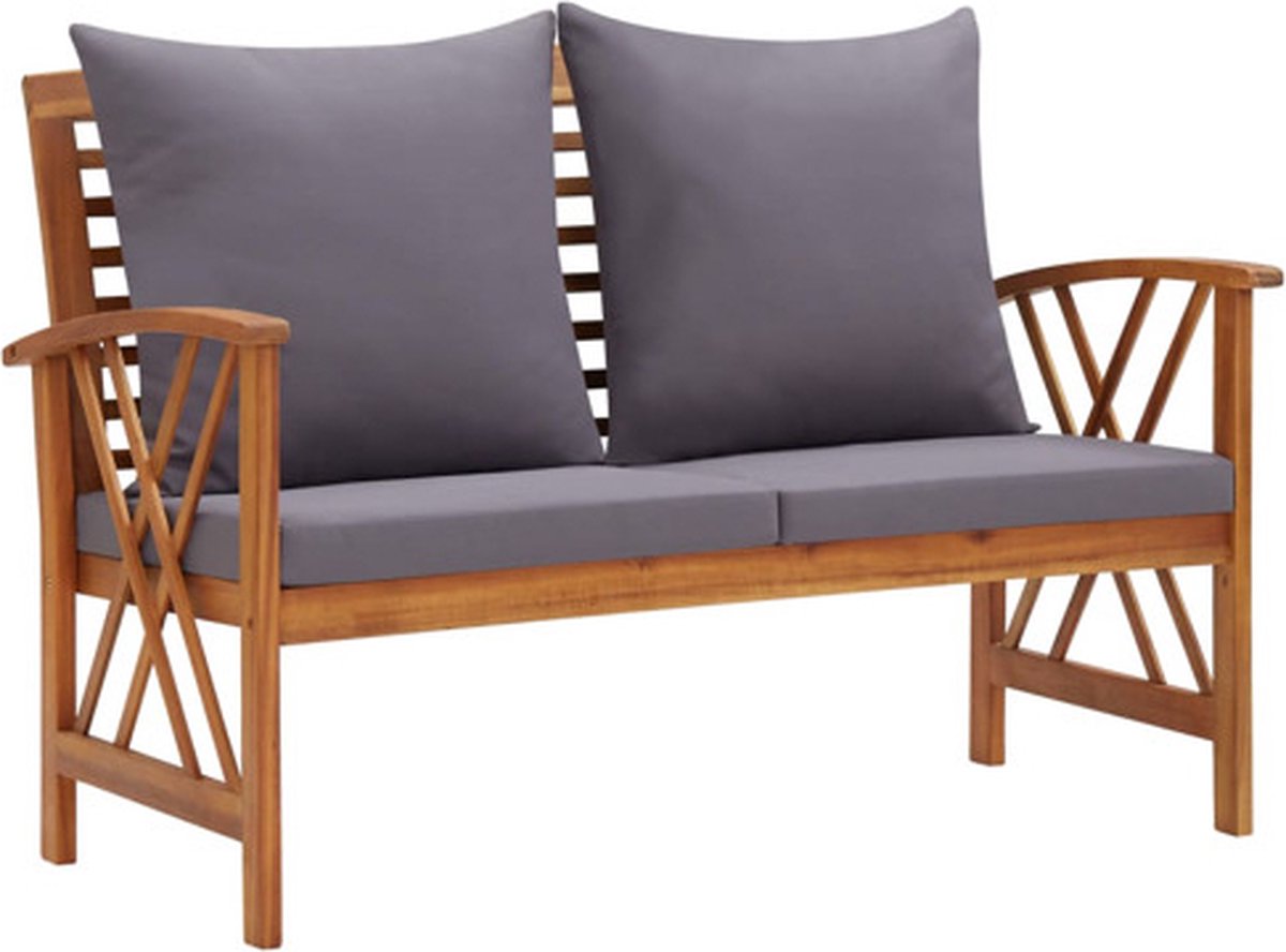vidaXL - Tuinbank - met - kussens - 119 - cm - massief - acaciahout