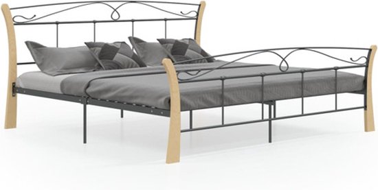 vidaXL - Bedframe - metaal - zwart - 200x200 - cm