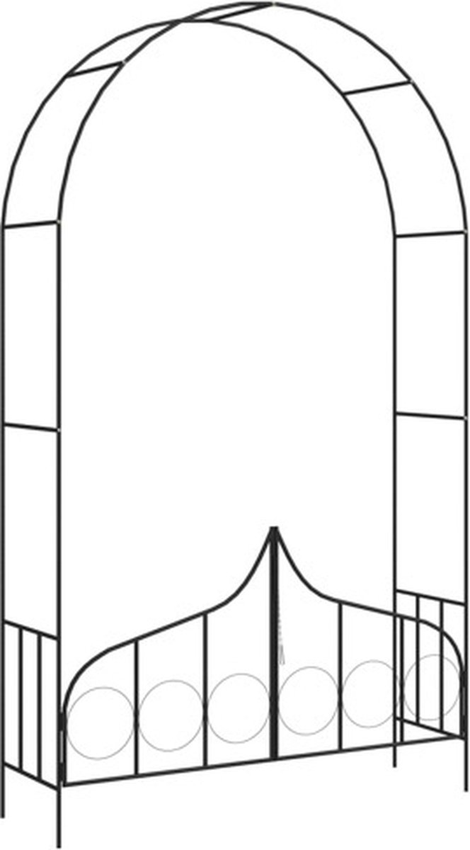 vidaXL-Tuinboog-met-hek-138x40x238-cm-ijzer-zwart