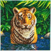 Diamond Painting Crystal Art Kit ® Tiger Pool 30x30 cm, Full Painting